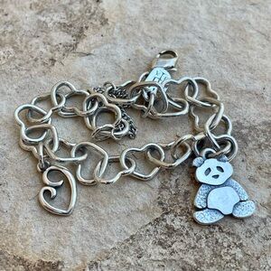James Avery Connected Hearts Charm Bracelet with Panda & Delicate Mother’s Love